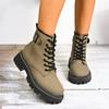 Fashion British Platform Plus Size Women's Boots Classic Big Toe Booties Lace-Up Versatile Casual Shoes