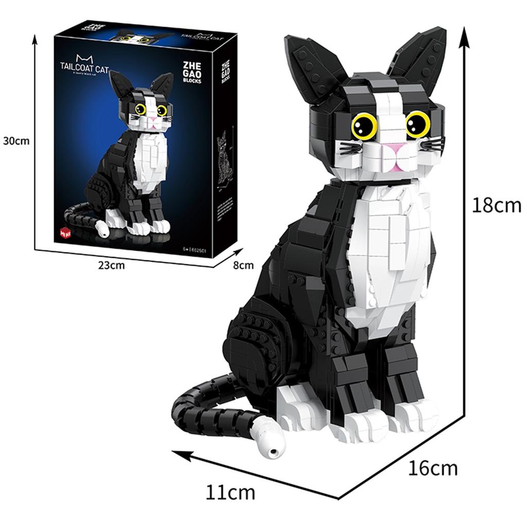 801 Pieces of Animal Smoking Cartoon Cat Building Blocks Toy. With a Cute Anime Style, Suitable for Boys and Adults. Educational and Entertaining.