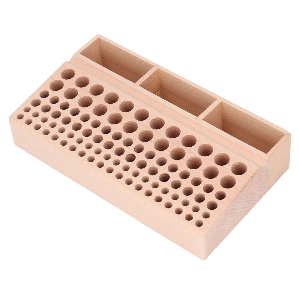 98 Holes Leather Tool Holder Beech Wood Leathercraft Rack Punch Diamond Chisel Storage Organizer with 3 Slots