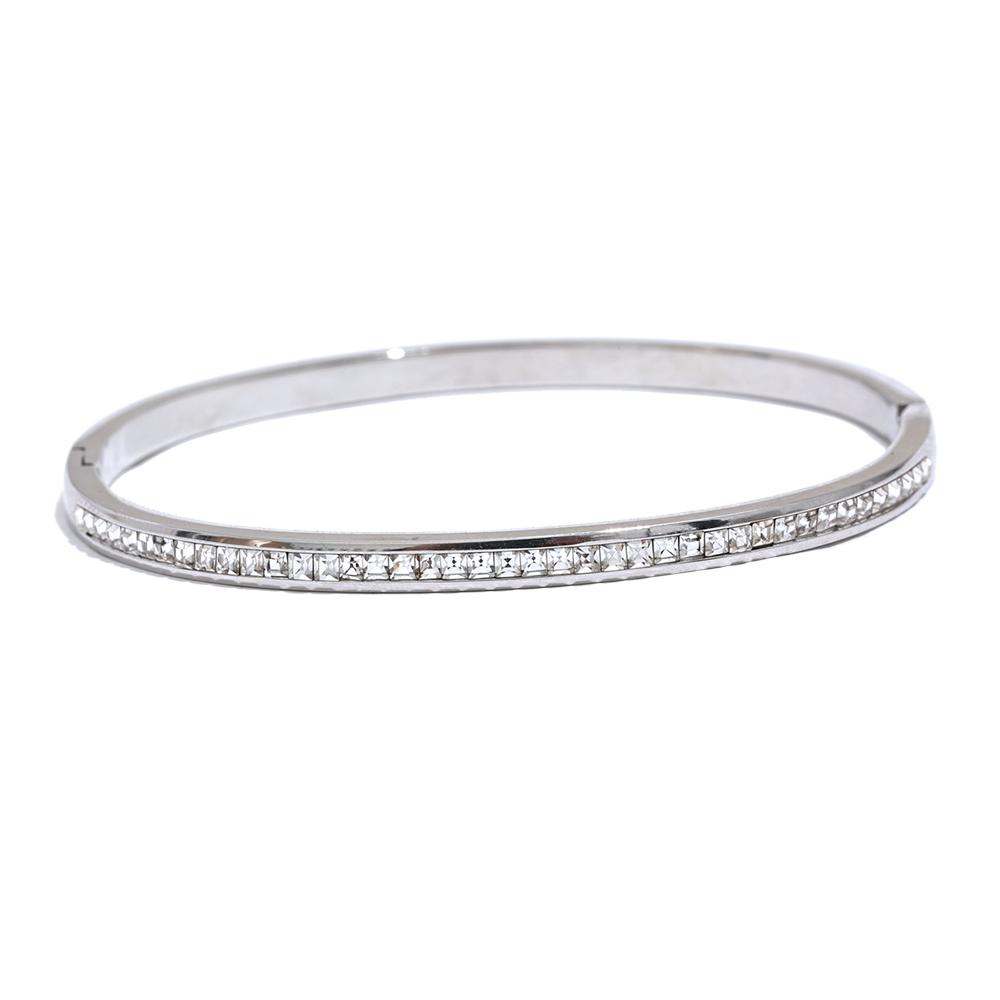 

Yhpup Two Shape Round Square Colorful Cubic Zirconia Stainless Steel Bracelet Bangle Luxury Fashion Women Jewelry Bijoux