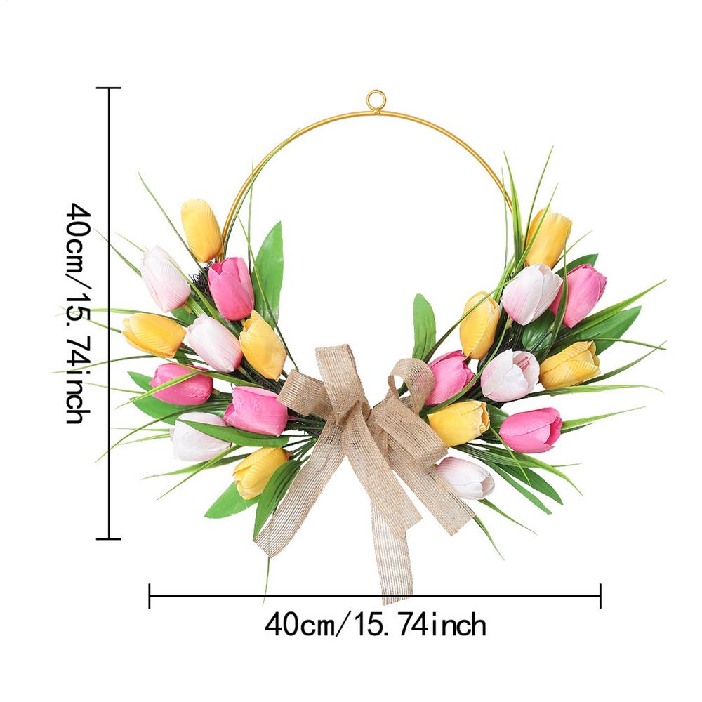 Simulated Tulips Wreath Artificial Flower Bohemian Spring Decor Outdoor Front Door Wreaths Easter Spring Wedding Decoration