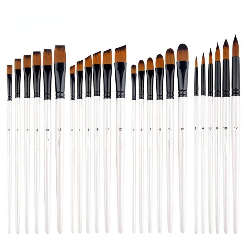 Professionele schilderborstelset acrylolie aquarellen kunstenaar schilderbenodigdheden hoge kwaliteit witte staaf gouache nylon black