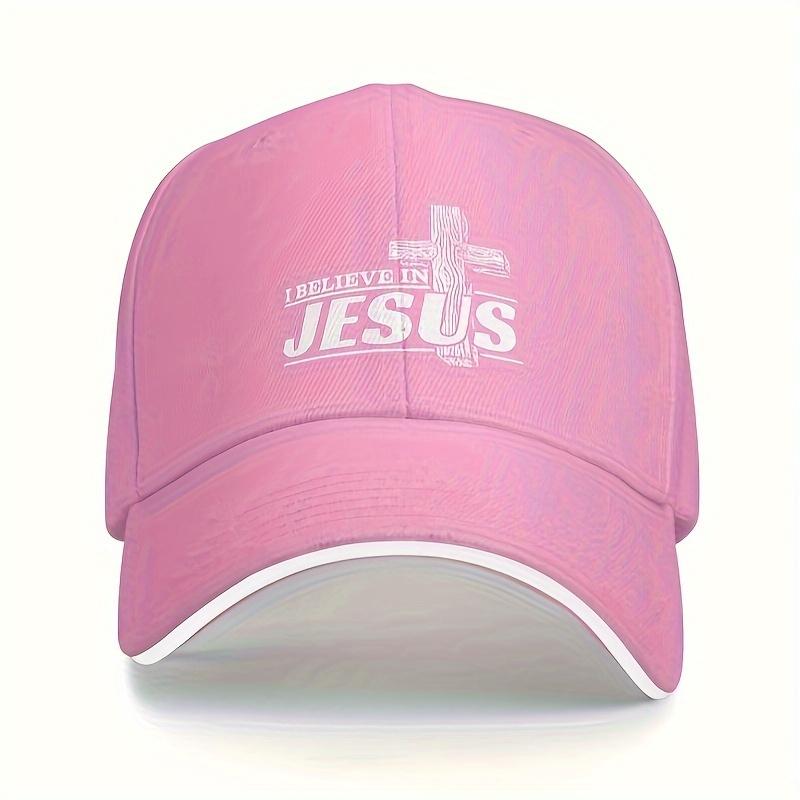 I Believe In Jesus Cross Print Polyester Baseball Cap Unisex Adjustable Outdoor Sports Hat