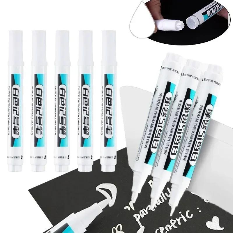 1/3Pcs White Permanent Marker Pens 0.7/1.0/2.5MM Paint Marker For Wood Rock Plastic Leather Glass Stone Metal Deep Hole Marker