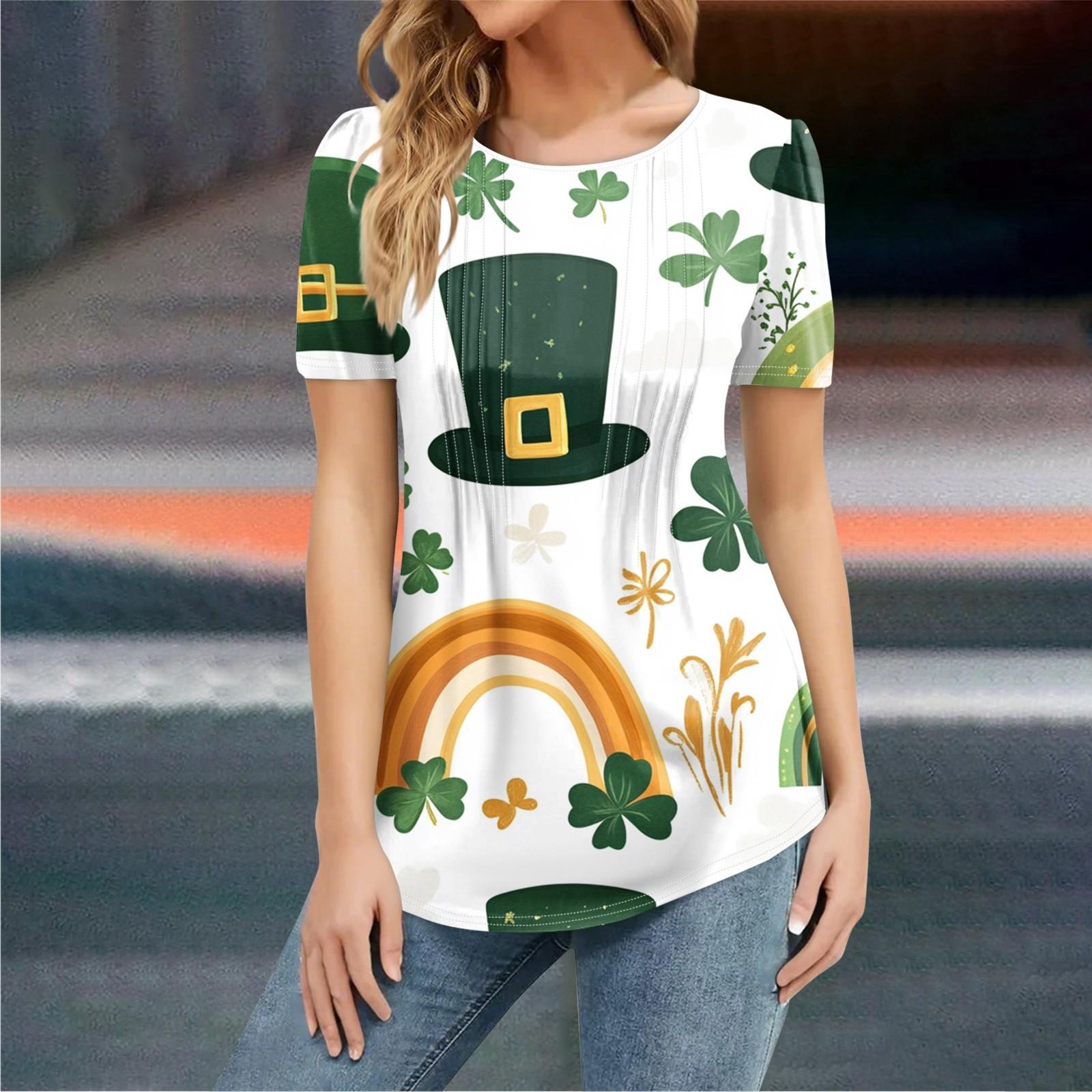 

Женская мода в стиле кэжуал. Патрик Принт Топ Короткий Рукав Рубашка Свободный Пуловер M