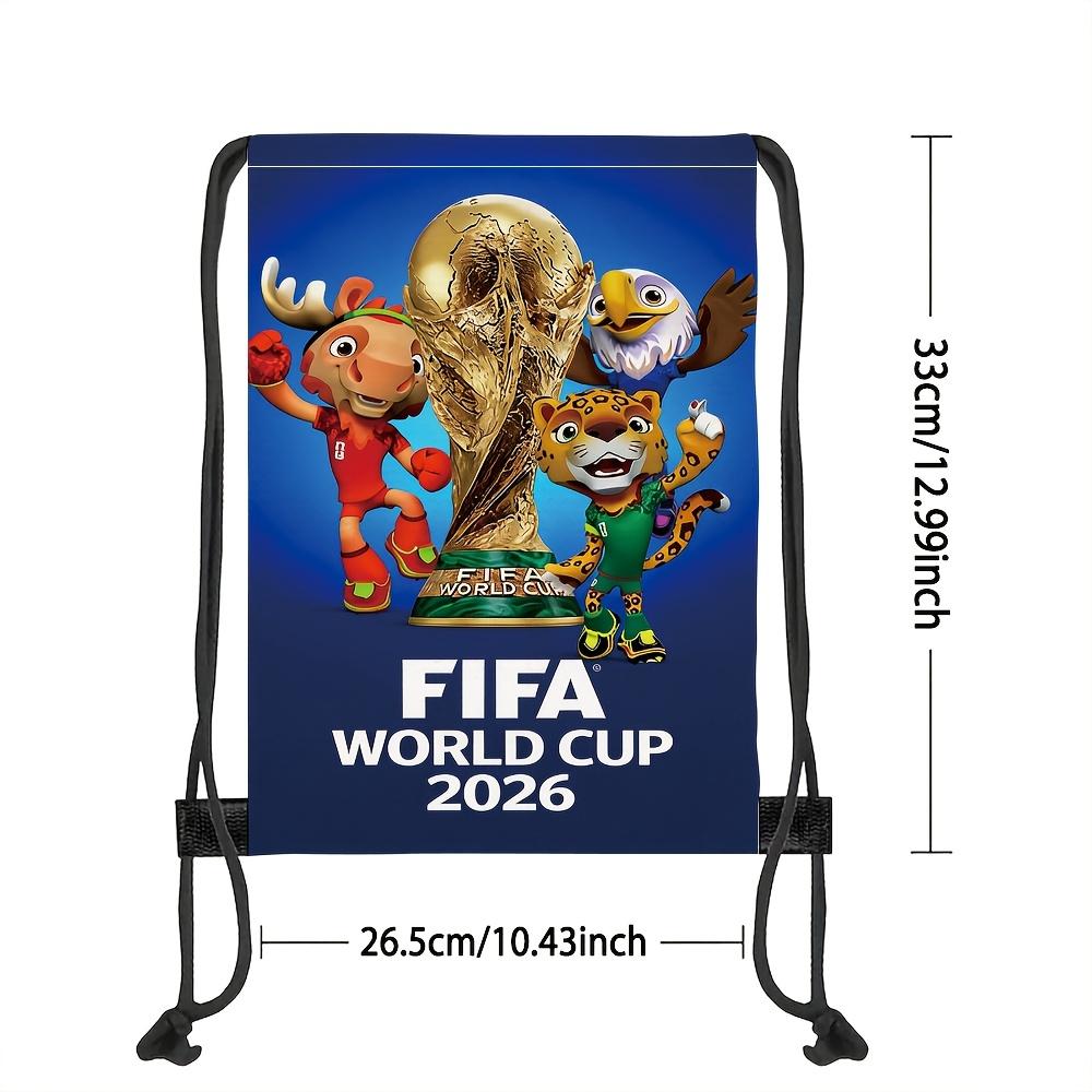 2026 FIFA World Cup Themed Drawstring Backpack Versatile for Office and Outdoor Activities Features An Adjustable Drawstring Closure