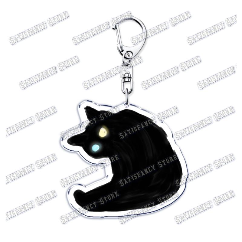 Cute Kawaii Little Black Cat Acrylic Keychains Funny Pet Kitty Keyring for Accessories Bag Pendant Key Chain Jewelry Fans Gifts