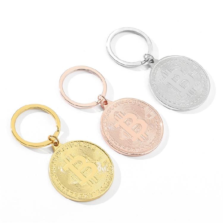 Crypto Collectible Keychain With Bitcoins Motifs Stylish Metal Construction Keyring Pendant For Gifting And Display