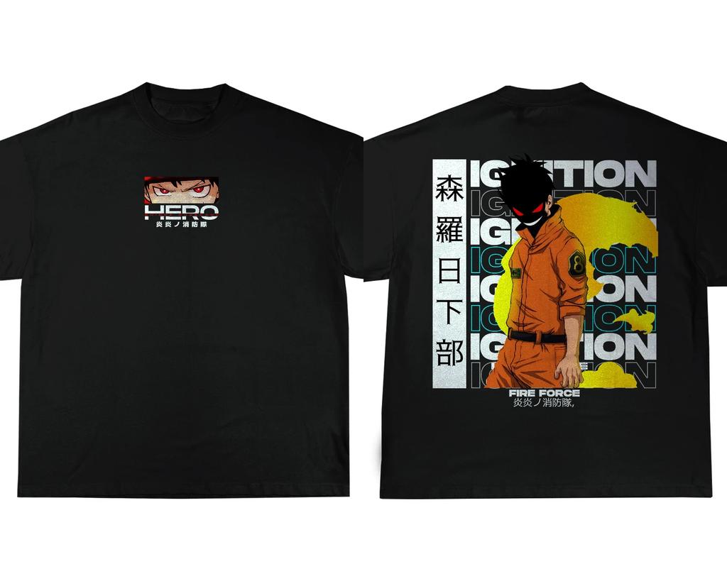 Fire Force Anime T-shirt Summer Men Oversize Casual Cotton Short Sleeve High Street Harajuku Top Clothes Unisex Man Woman Tees