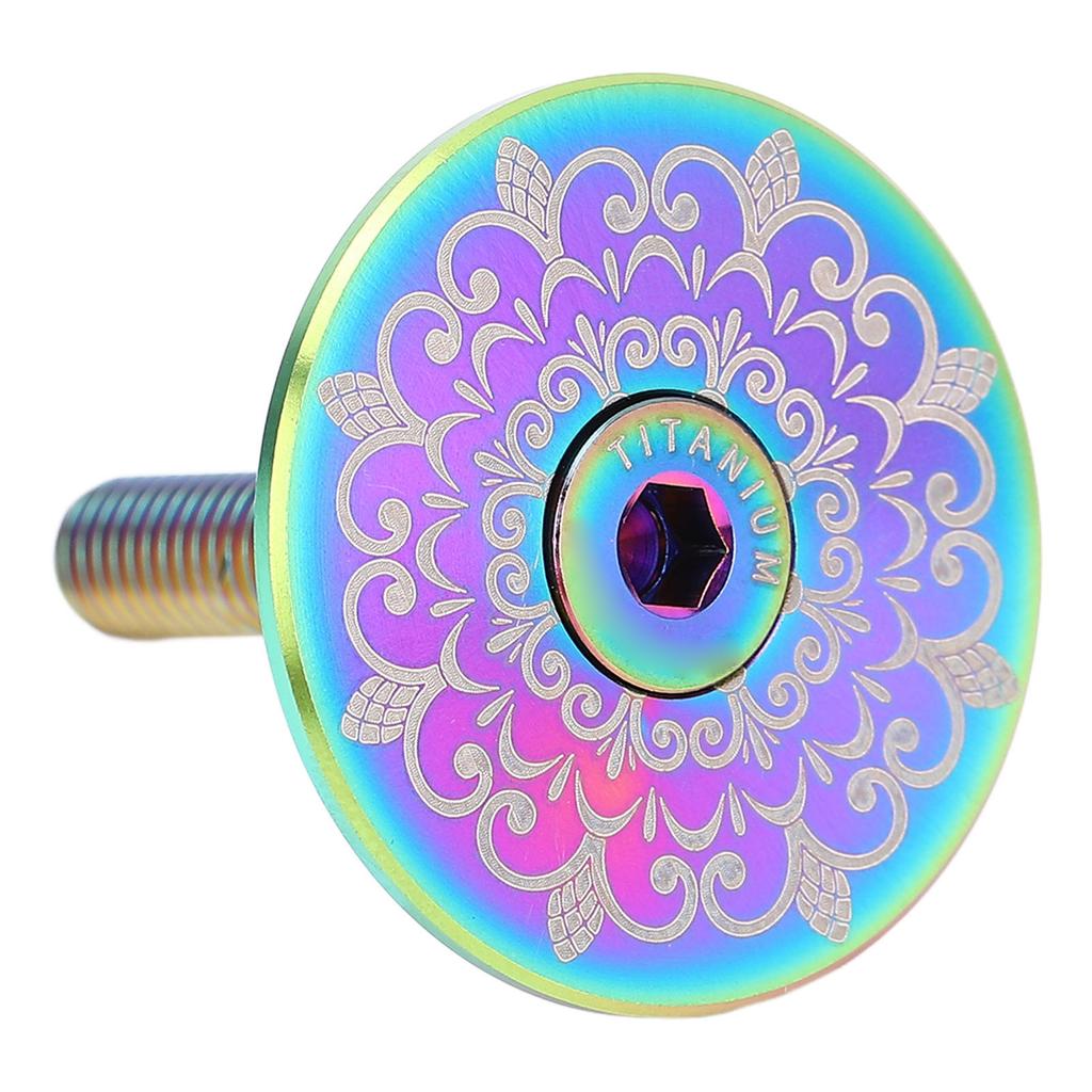 Bike Headset Cover Alloy 28.6mm Front Fork Stem Top Cap for Mountain Road Bike Totem Pattern