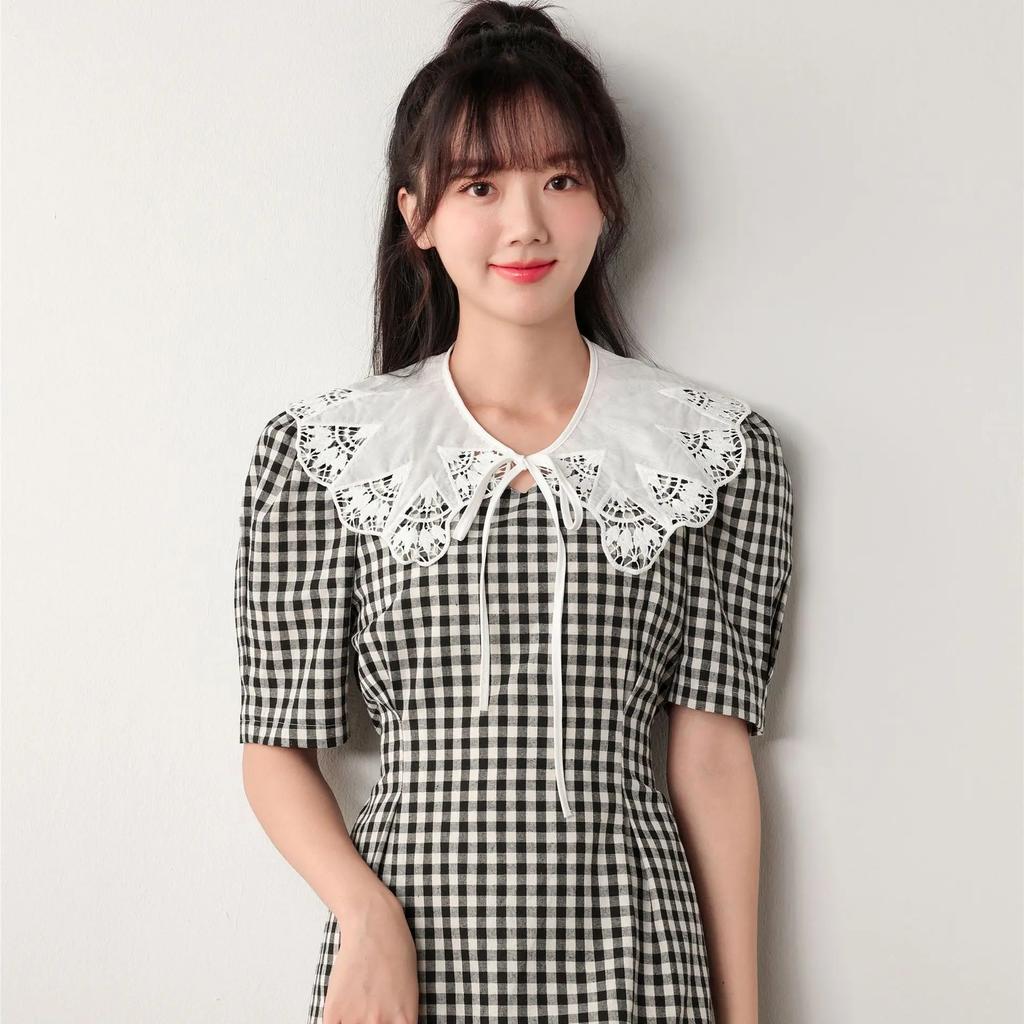 Perfect Match Hollow White Shirt Detachable Collar Women Lapel Blouse Tops Fake Collar Decorative Bowknots False Collar Neckwear Fuax Cols