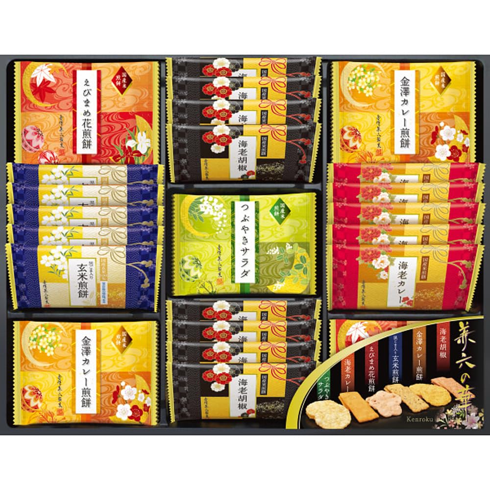 

Канадзава Кэнроку Кэнроку но Хана Рис Японский Идеально и Популярно 38 штук Крекеры Сэйка, Сладости, Торжества, Сувениры, Подарки к середине года,