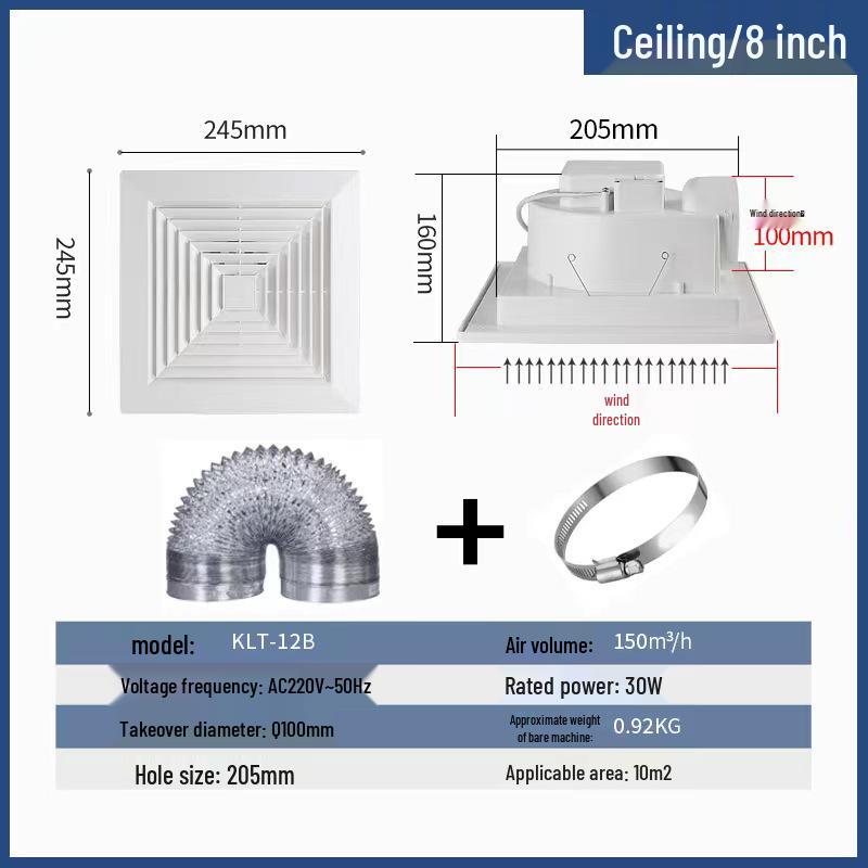 Ceiling-Mounted Silent Ventilation Fan for Kitchen and Bathroom