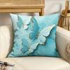 2D Printed Luxury Teal Blue Butterfly Pillow Cover Gold Foil 2D Effect Boho Soft Throw Pillow Case For Home Sofa Decor Gift
