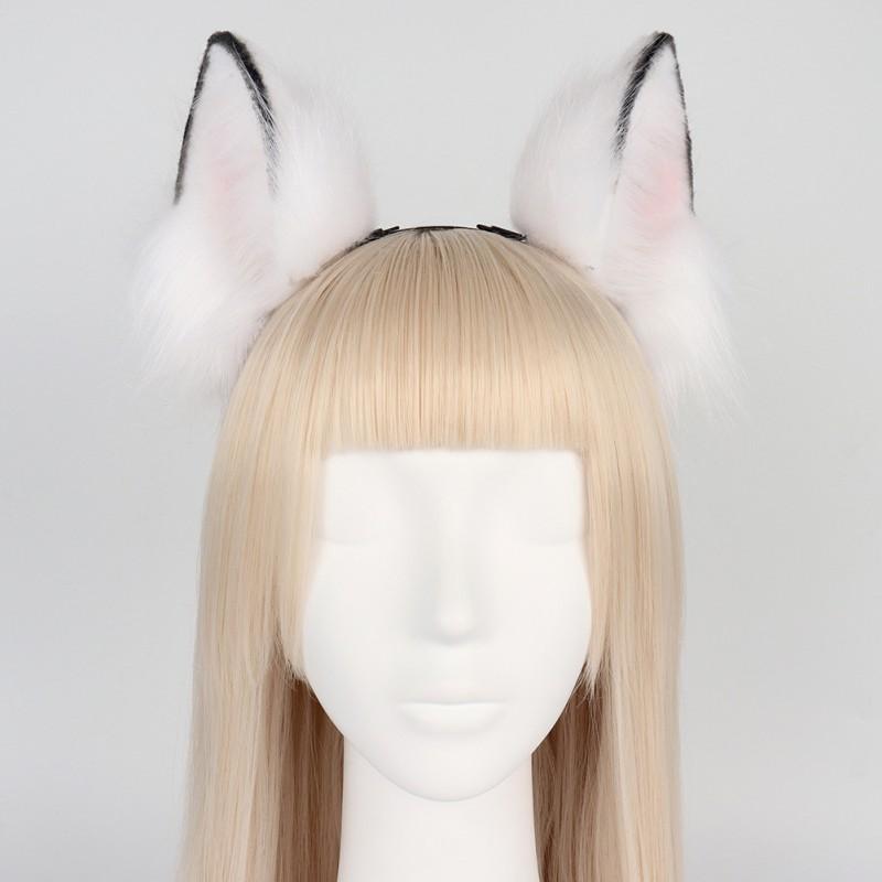 Handmade Plush Wolf Ear Headband Cosplay Accessory Anime Costume Unisex Animal Ears Hairband