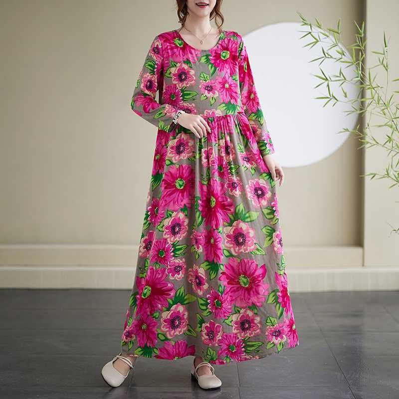 Vintage Long Skirt Flesh Covering Dress