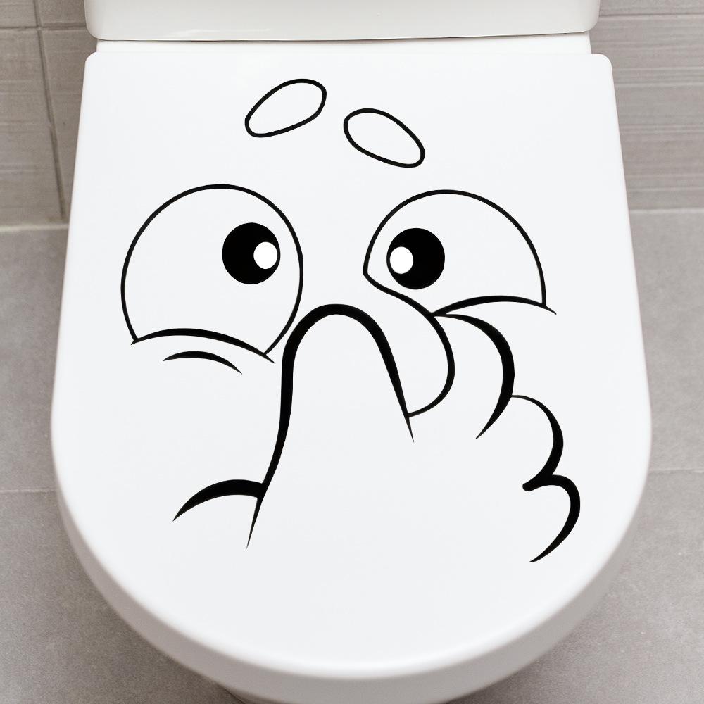 

Simple Cartoon Emoji Toilet Sticker Self Adhesive No Residue Waterproof Bathroom Decor 24x25cm різнокольоровий