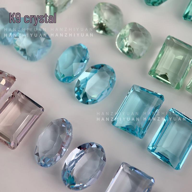 K9 Ice Olive Green & Sea Blue Gem Nail Decorations - Pointed Tip Diamonds