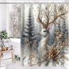 Weihnachtsbaum Rentier Badevorhang Badezimmer Duschvorhang Wasserdicht Mit 12 Haken Fische Heimdeko Kostenloser Versand