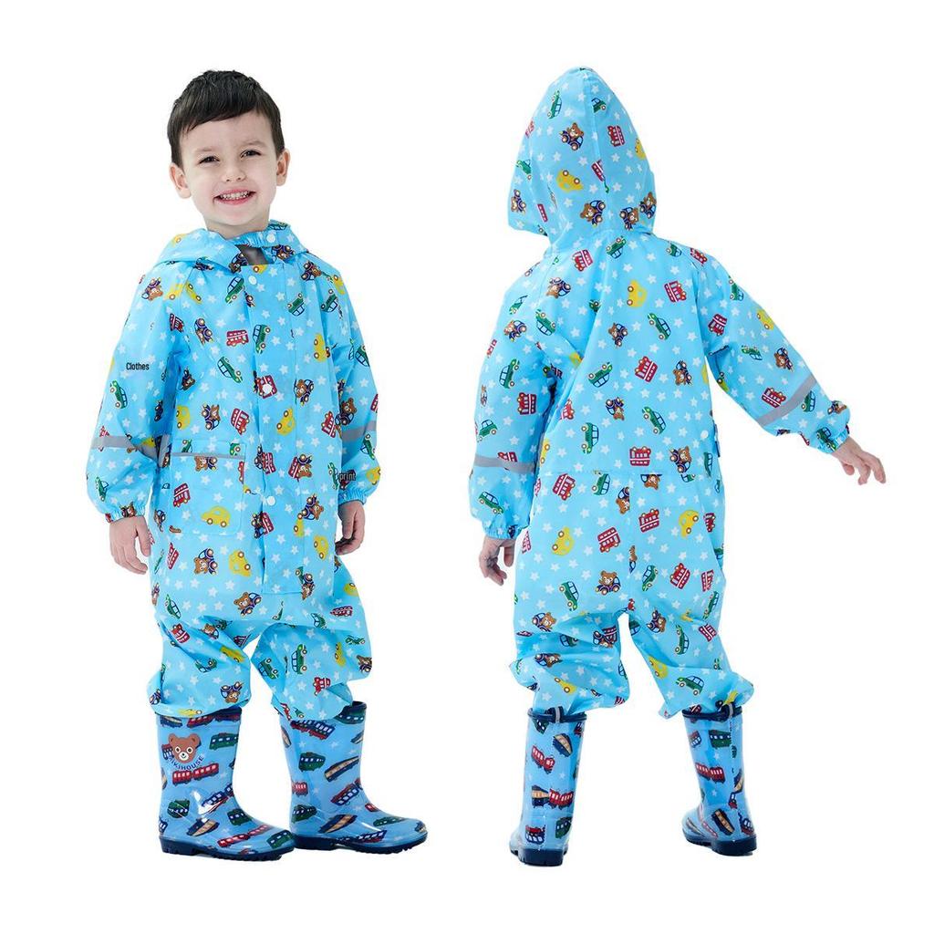 Children's 3D Cartoon Rain Poncho with Reflective Strips - Boys, Girls, Toddlers, Kindergarteners