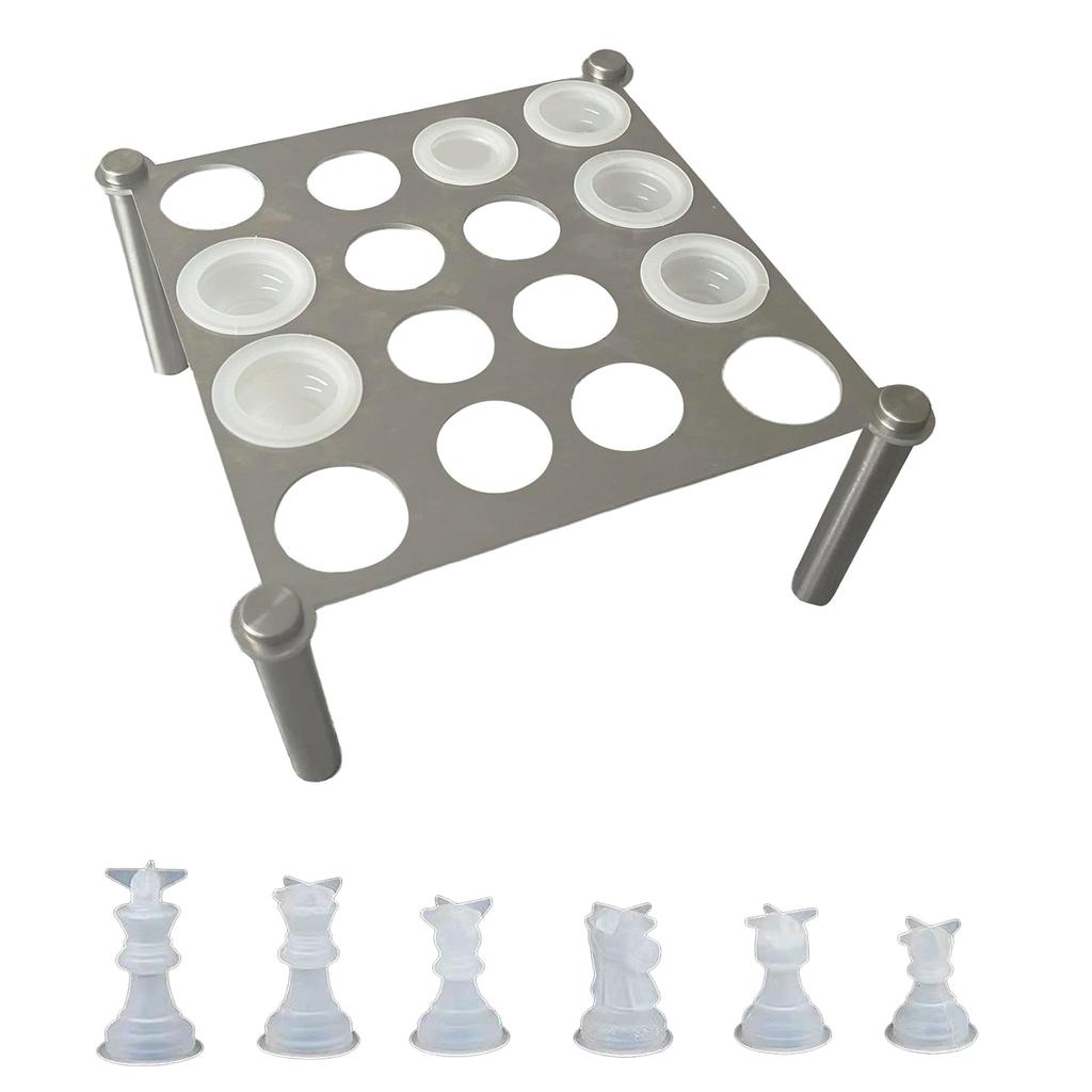 Resin Chess Set Silicone Mold Accessory Metal Chess Item Holder Chess Display Stand Silicone Chess Making Moulds