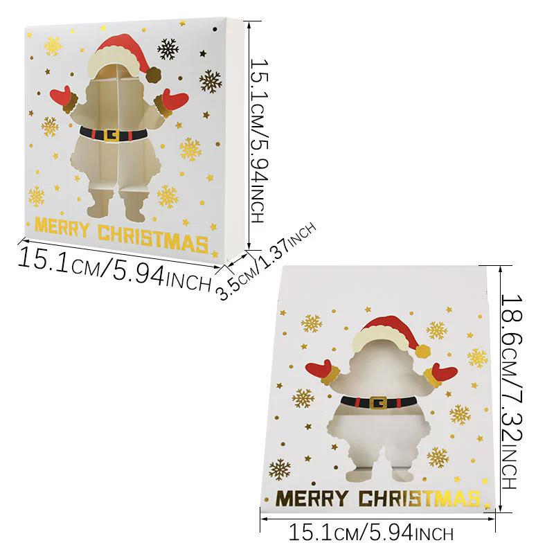 WTEMPO Clear Window Printed Christmas Gift Boxes Foldable DIY Christmas Party Decor Favor Treat Boxes Ideal for Storing and Gifting Delicate Items