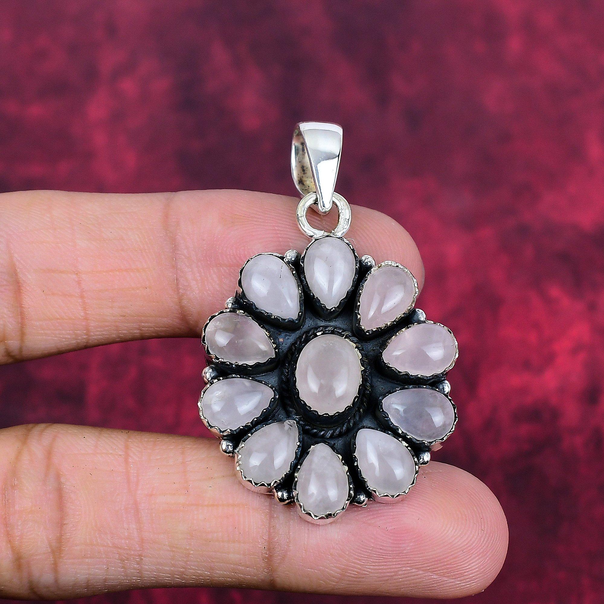 

Ювелирные изделия из розового кварца, кулон из стерлингового серебра 925 пробы, ювелирные изделия ручной работы с драгоценными камнями, подарки для жены, абсолютно новый кулон 1.96 Inches