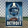 Detroit Football Iron Metal Sign Weather-Resistant with Pre-Drilled Holes Decorative Wall Art for Home Garden Cafe Office Club