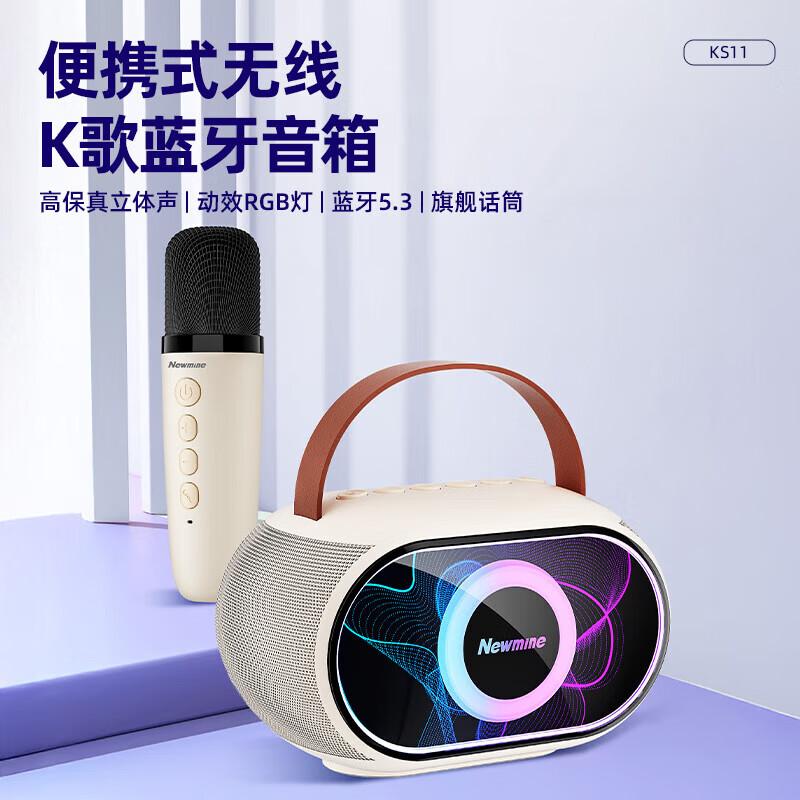 Newmine KS11 Portable KTV Bluetooth Speaker with Microphone CN Plug (adapter Included)