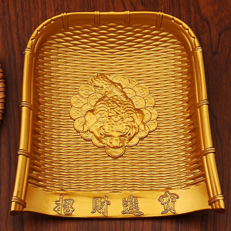 Golden dustpan rice sieve Wugufengdeng metal handicraft ornament housewarming living room decoration brass dustpan