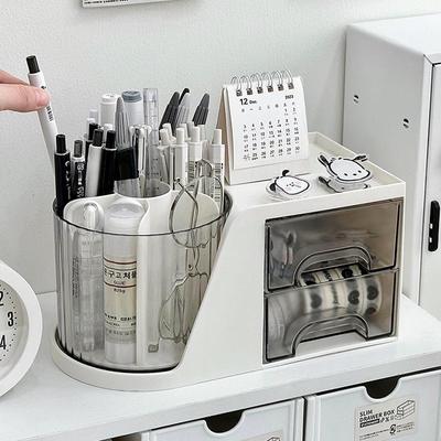 Obrotowy uchwyt na długopisy w formie szuflady: Organizer na biurko i stojak do przechowywania