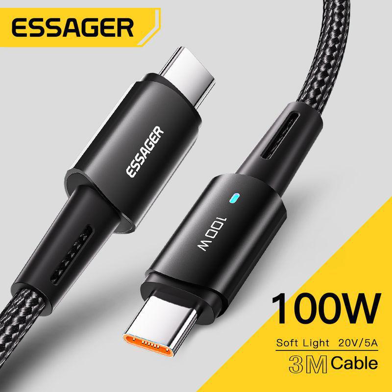 

ESSAGER M&G Series PD100W Кабель быстрой зарядки Type-C для телефонов и планшетов 0.5m, 60W чёрный