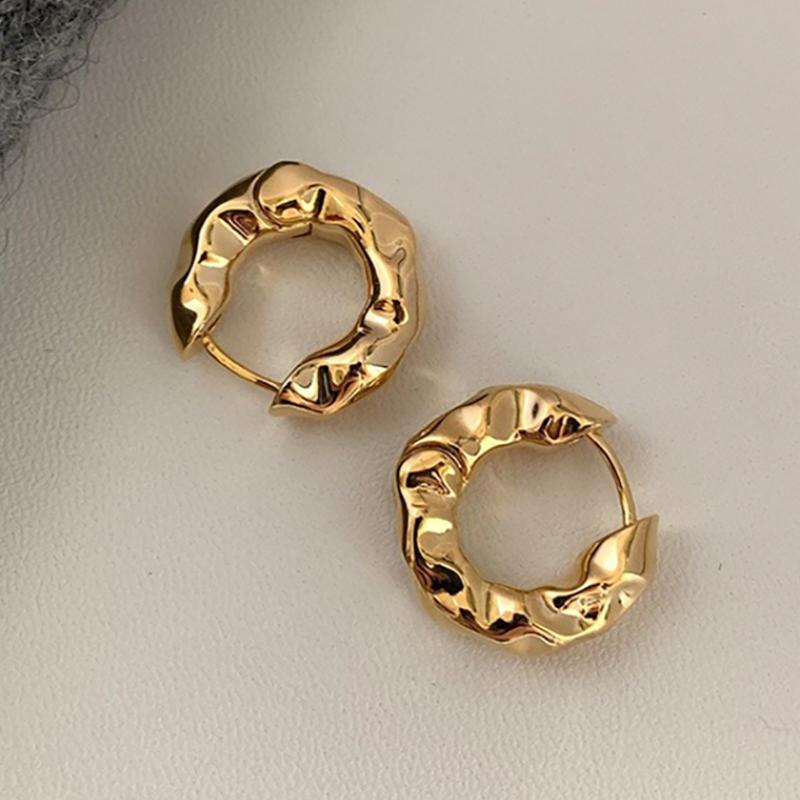 foxanry Irregular Fold Earrings For Women Girls Minimalist Personality Trendy Wedding Party Bride Jewelry Accessories Gifts