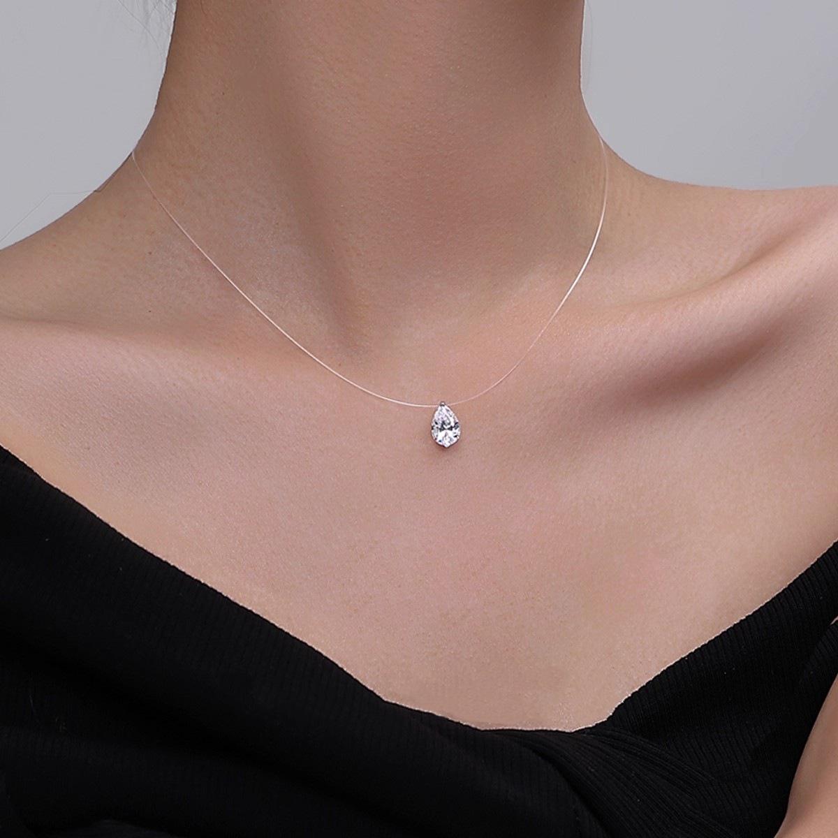 

Ожерелье-подвеска из стерлингового серебра 925 пробы в виде капли воды - Простая и универсальная цепочка для ключиц для женщин S925 Silver [Authenticity Guaranteed]