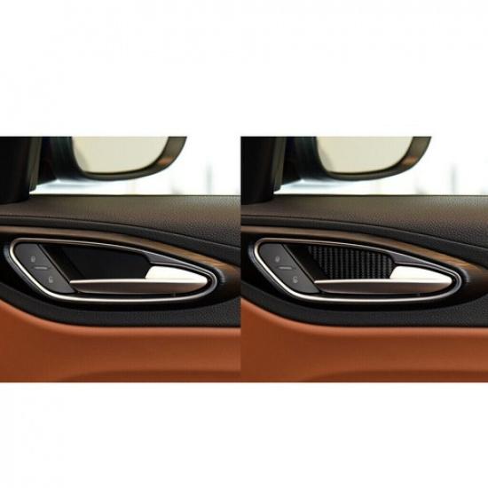 4Pcs For Alfa Romeo Giulia 2017- Carbon Fiber Interior Door Bowl Cover Trim
