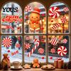 Holiday Candy Pattern Decorations Christmas Static Window Clings for Glass, Decorations, Gingerbread Man Decorative PVC Stickers Windows Cane