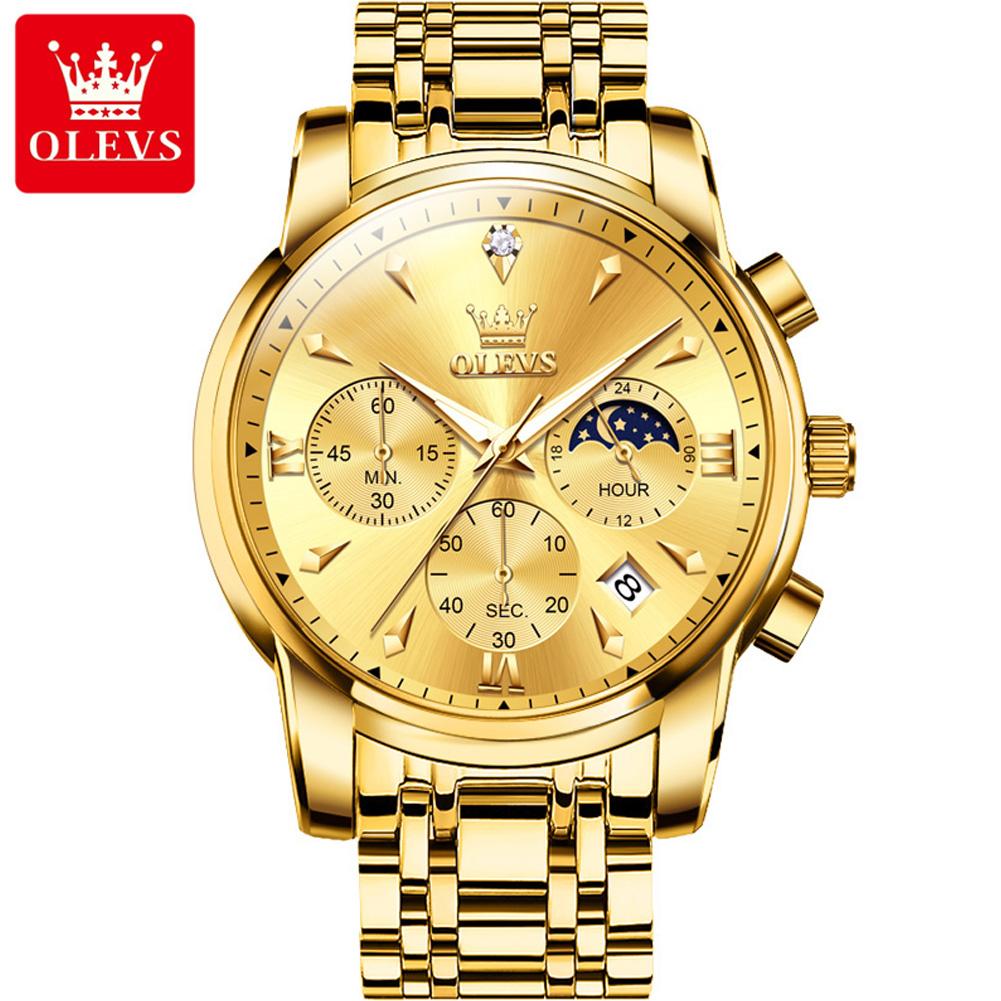 OLEVS 3639 Design Brand Sport Fashion Chronography Moon Phase Luminous Men Watch Luxury Quartz Watch