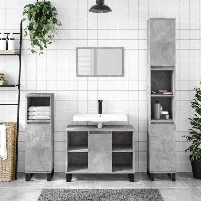 VidaXL Bathroom Cabinet Concrete Grey 80x33x60cm Engineered Wood 831640