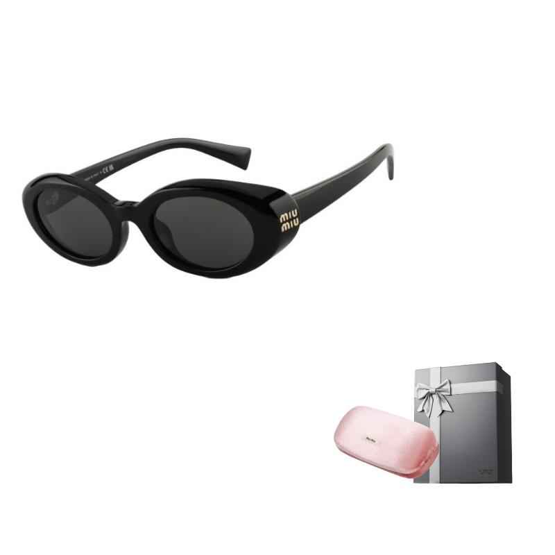 MIU MIU Exquisite Fashion Design Oval Sunglasses Women Sunglasses Black SMUB09_E16K_FE08Z_C_052