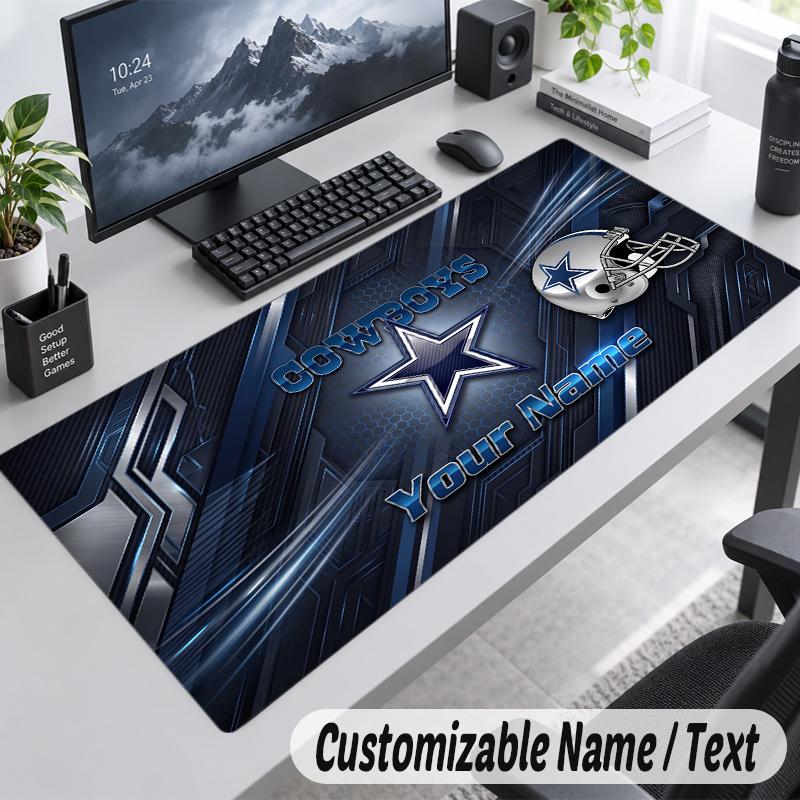 Benutzerdefinierter Namens-Text-Mauspad Dallas Cowboys Personalisierte Schreibtischunterlage Für Arbeit und Gaming