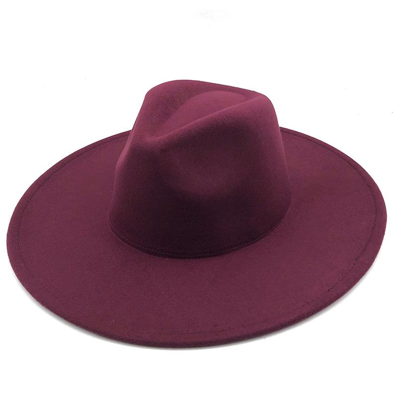 Unisex Wide Brim Wool Felt Jazz Fedora Hat for Autumn & Winter Fashion