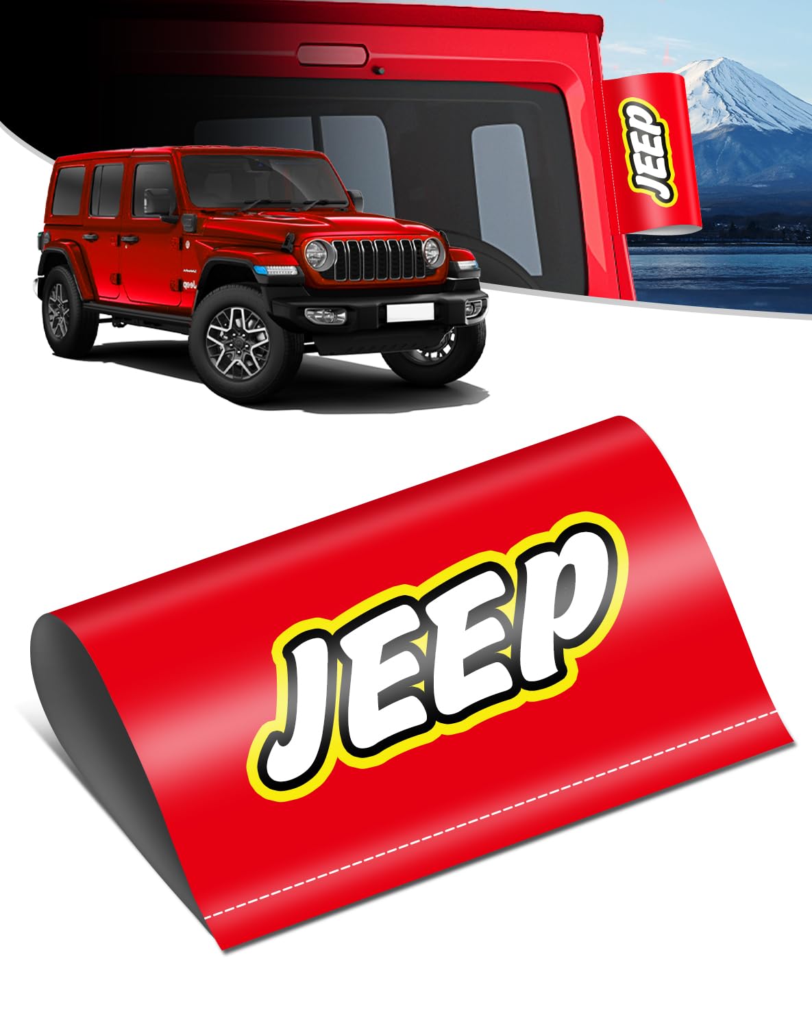 [Присутствие со 200% вниманием!] Автомобильная наклейка, Забавная, Заметная, Оригинальный дизайн, jeep красный