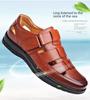 "Men's Black Leather Non-Slip Business Casual Sandals for Middle-Aged and Elderly"