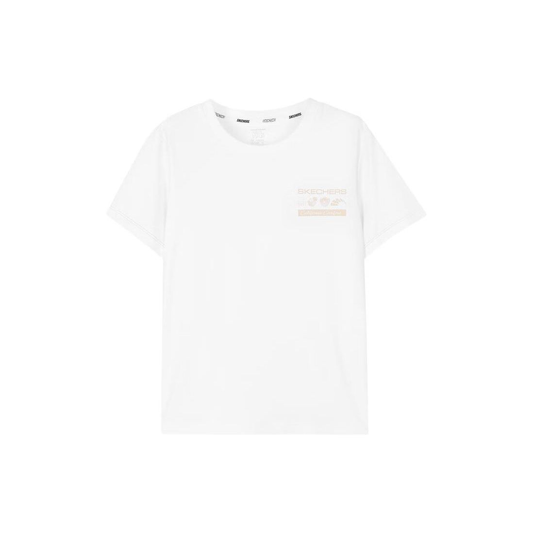 Skechers Letter Round Neck Pullover Soft Comfortable Casual Sports Short Sleeve Kids tops White P224K020-0019 L