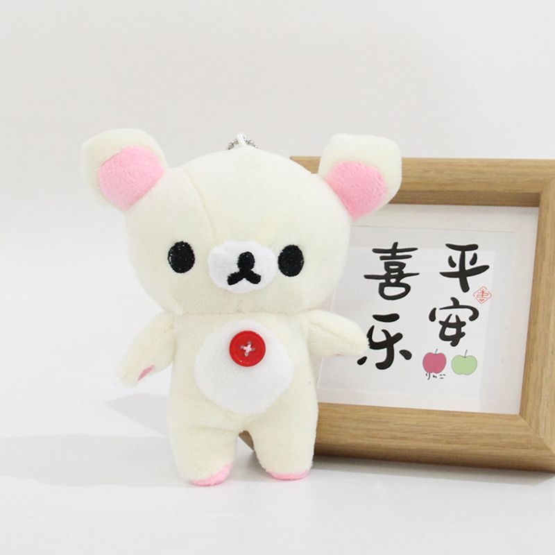 10cm Rilakkuma Bear Plush Keychains Cute Kawaii Bag Charm Keyring Backpack Pendant Doll Stuffed Soft Birthday Keychain Gift Toy