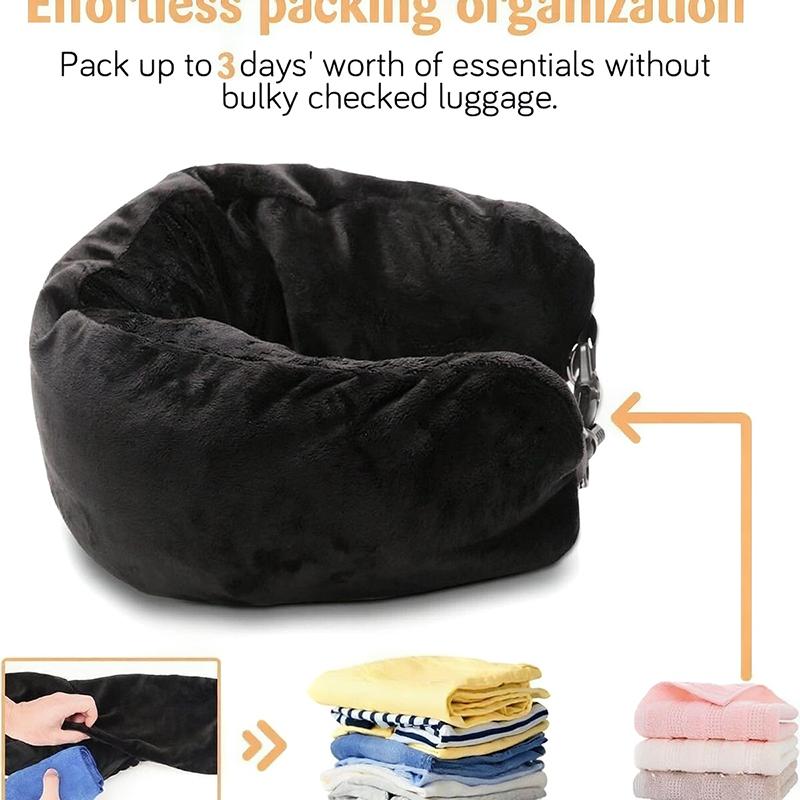 U Shaped Travel Pillow Stuffable Clothes Soft Plush Neck Pillow Multifunctional Luggage Storage Case For Plane Car Office Rest