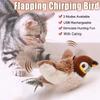 Electric Flapping Bird Cat Toy USB Rechargeable Chirping Sparrow Plush Interactive Toy with Catnip