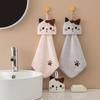 Cute Cat Style Hand Towel Absorbent Coral Velvet Kitchen Cleaning Towel Soft Hanging Design Cleaning Rag Bathroom