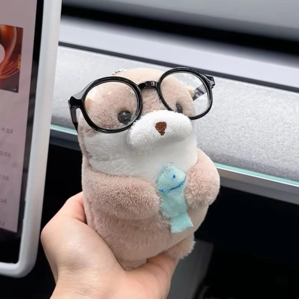 Kawaii Otters Holding Fish Plush Doll Keyring Plush Material Soft Touch Doll Toy Keyring Cute Design Funny Pendant Keyring