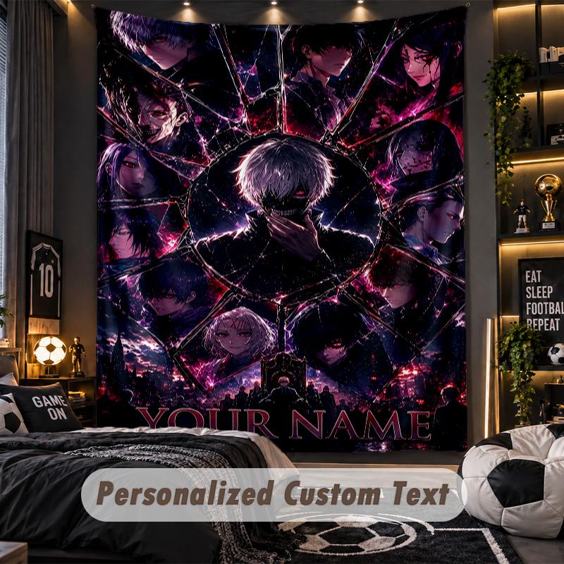 Personalized Wall Tapestry,Tokyo Ghoul Custom Printed Name, Fabric Wall Art For Indoor Room Backdrop